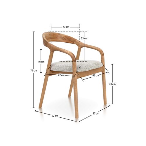 Chaise Style Scandinave En Bois Couleur Noyer Avec Assise En Tissu Beige Clair Chiné – Élégance Et