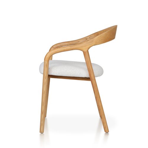 Chaise Style Scandinave En Bois Naturel Avec Assise En Tissu Beige Clair Chiné – Élégance Et Confor
