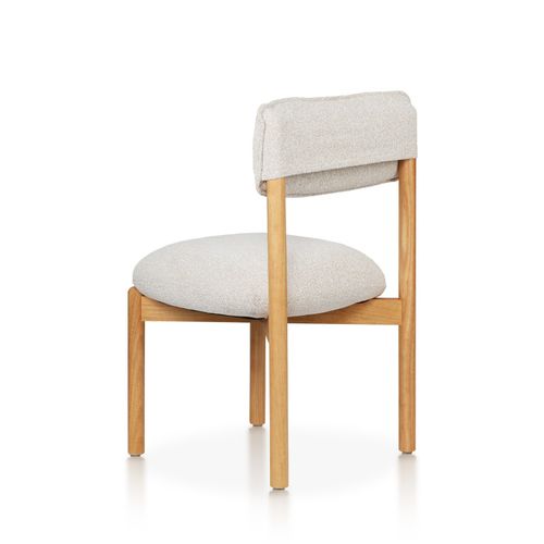 Chaise En Bois Naturel Avec Assise Et Dossier Rembourrés En Tissu Chiné Beige Clair
