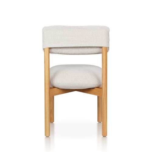 Chaise En Bois Naturel Avec Assise Et Dossier Rembourrés En Tissu Chiné Beige Clair