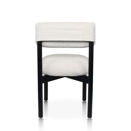 Chaise En Bois Noir Avec Assise Et Dossier Rembourrés En Tissu Chiné Beige Clair