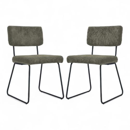 Lot De 2 Chaises Design Matys En Velours Côtelé Vert