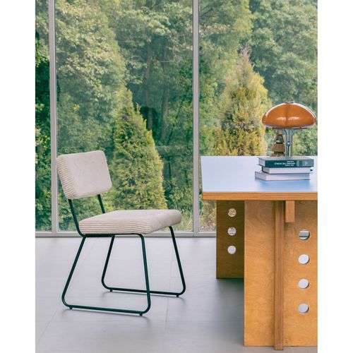 Lot De 2 Chaises Design Matys En Velours Côtelé Coloris Beige