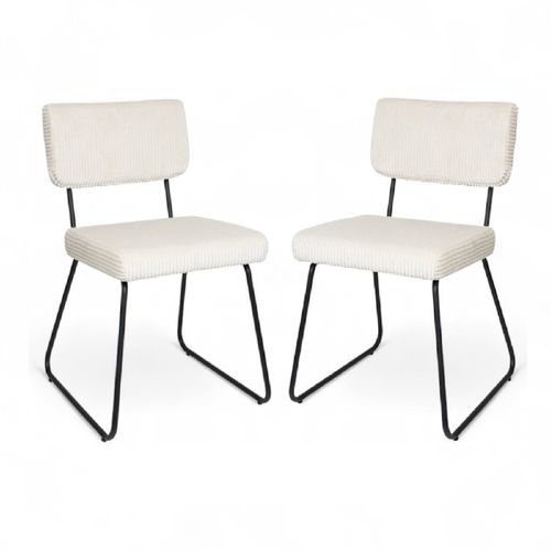 Lot De 2 Chaises Design Matys En Velours Côtelé Coloris Beige