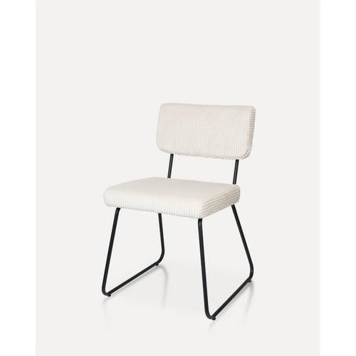 Lot De 2 Chaises Design Matys En Velours Côtelé Coloris Beige