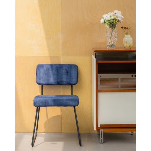 Lot De 2 Chaises Design Matys En Velours Côtelé Bleu