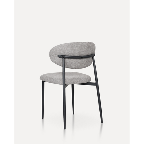 Chaise Design Avec Pieds En Métal Noir Et Assise Rembourrée En Tissu Gris