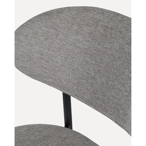 Chaise Design Avec Pieds En Métal Noir Et Assise Rembourrée En Tissu Gris