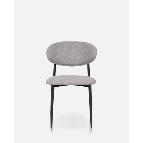 Chaise Design Avec Pieds En Métal Noir Et Assise Rembourrée En Tissu Gris