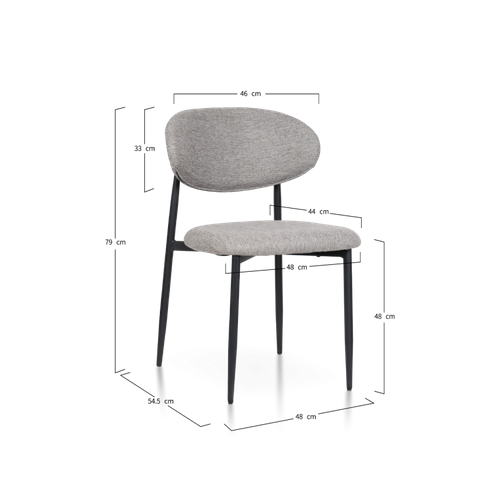 Chaise Design Avec Pieds En Métal Noir Et Assise Rembourrée En Tissu Brun Café