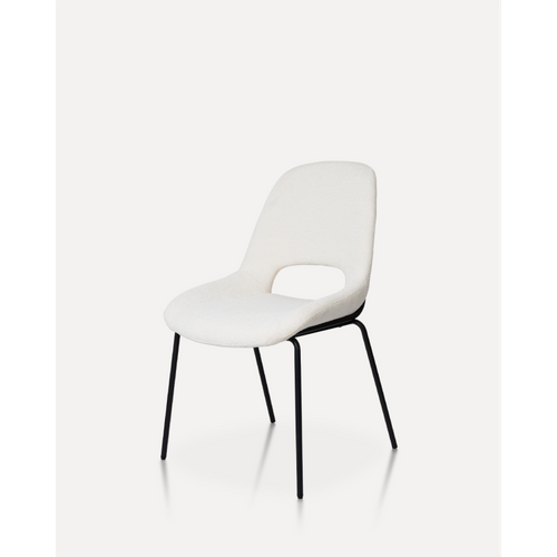 Chaise Lucas Avec Pieds En Métal Et Assise Rembourrée En Tissu Beige