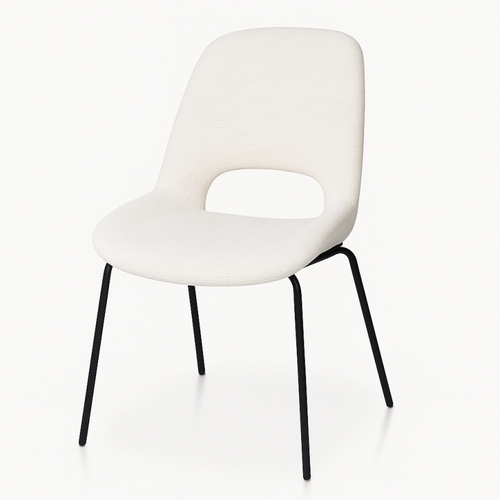 Chaise Lucas Avec Pieds En Métal Et Assise Rembourrée En Tissu Beige