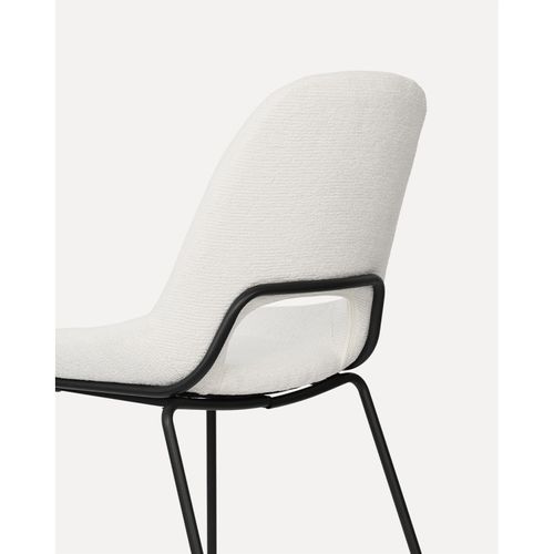 Chaise Lucas Avec Pieds En Métal Et Assise Rembourrée En Tissu Beige