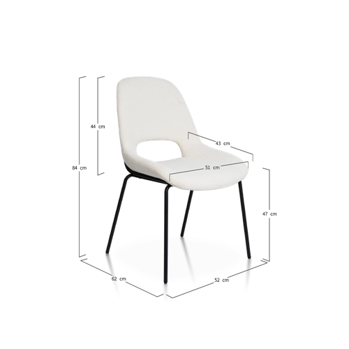 Chaise Lucas Avec Pieds En Métal Et Assise Rembourrée En Tissu Gris Chiné