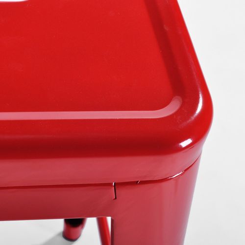 Lot De 4 Tabourets De Bar En Métal Rouge Brillant Style Industriel - Sans Dossier - Hauteur 76 Cm