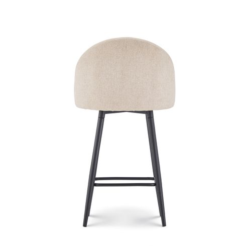 Chaise De Bar Design Moderne Avec Dossier – Tabouret Haut Confortable En Tissu Beige Et Pieds Métal