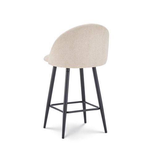 Chaise De Bar Design Moderne Avec Dossier – Tabouret Haut Confortable En Tissu Beige Et Pieds Métal