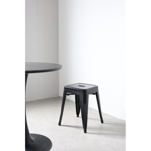 Tabouret En Métal Noir Brillant Style Industriel - Hauteur 46 Cm