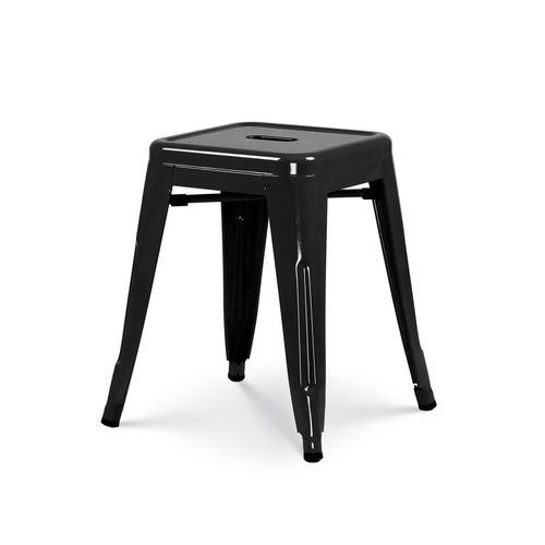 Tabouret En Métal Noir Brillant Style Industriel - Hauteur 46 Cm