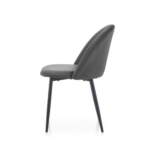 Lot De 4 Chaises Isalys En Tissu Velours Gris Foncé