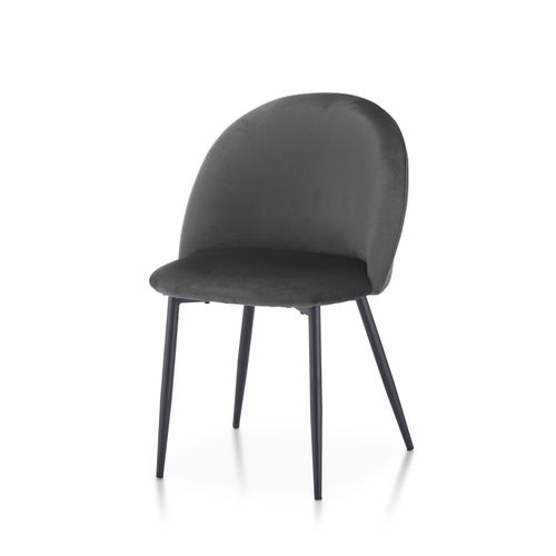 Lot De 4 Chaises Isalys En Tissu Velours Gris Foncé