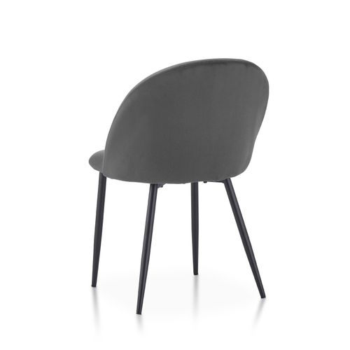 Chaise Isalys En Tissu Velours Gris Foncé