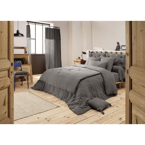 Drap-housse 160 X 200 Cm – Double Gaze De Coton 125 G/m² – Gaïa Granit