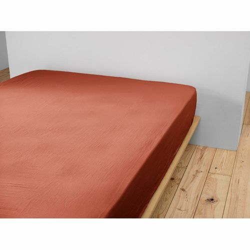 Drap-housse 160 X 200 Cm – Double Gaze De Coton 125 G/m² – Gaïa Terracotta