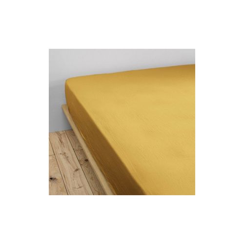 Drap-housse 160 X 200 Cm – Double Gaze De Coton 125 G/m² – Gaïa Safran