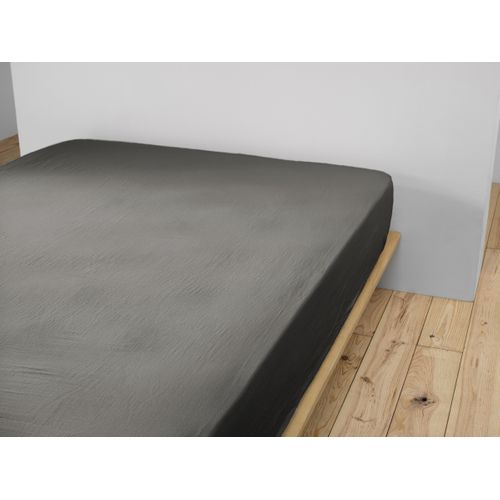Drap-housse 140 X 190 Cm – Double Gaze De Coton 125 G/m² – Gaïa Granit