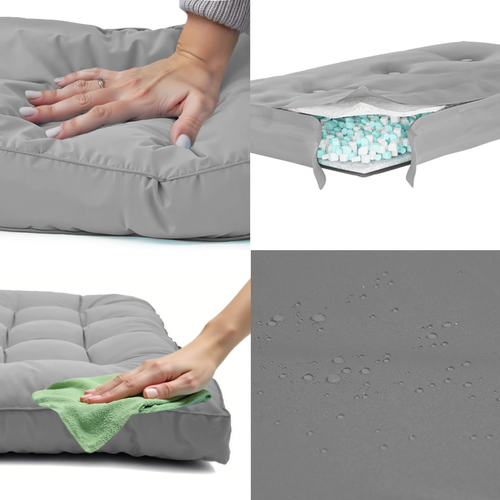 Coussin Pour Bain De Soleil En Polyester 185 X55cm Gris