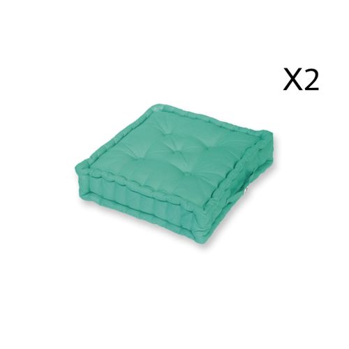 Coussin De Sol Lot De 2  - 60 X 60 Cm  Bleu Caraibes
