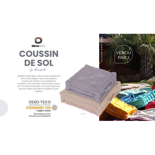 Coussin De Sol Lot De 2  - 60 X 60 Cm Gris Carbone