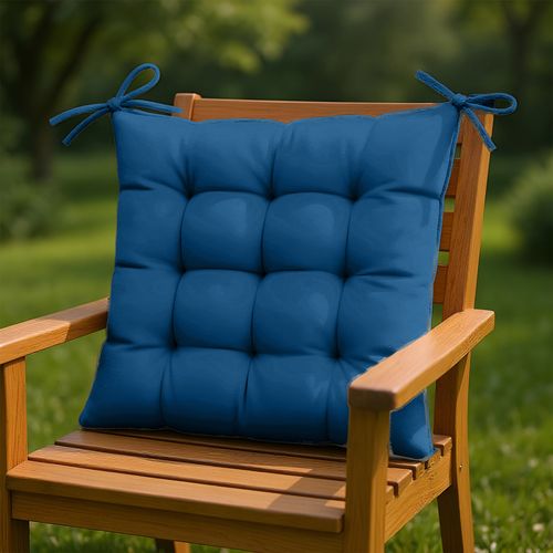 Lot De 4 Galettes De Chaise En Polyester 40 X 40 Cm Bleu Petrole