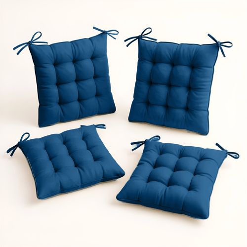 Lot De 4 Galettes De Chaise En Polyester 40 X 40 Cm Bleu Petrole