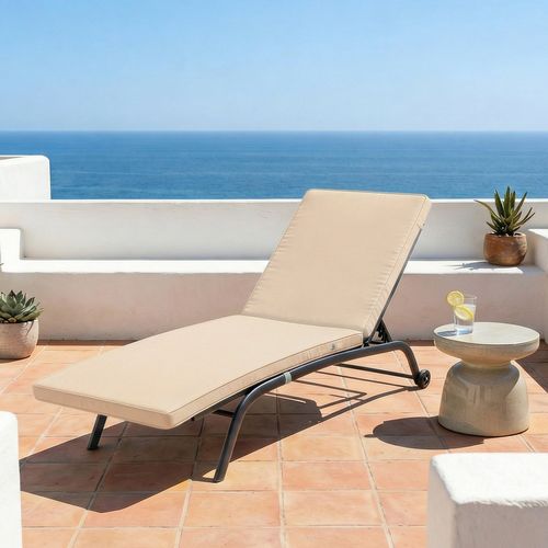 Coussin Pour Transat Déhoussable 185x55x4cm Beige