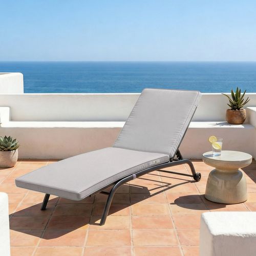 Coussin Pour Transat Déhoussable 185x55x4cm Gris