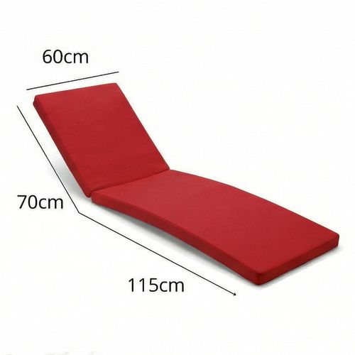 Coussin Pour Transat Déhoussable 185x55x4cm Rouge Piment