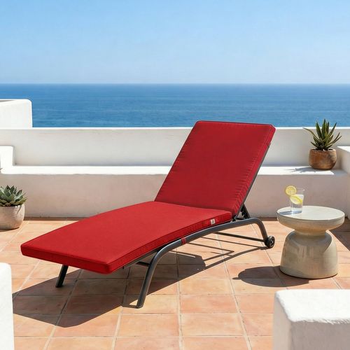 Coussin Pour Transat Déhoussable 185x55x4cm Rouge Piment