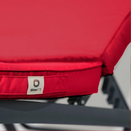 Coussin Pour Transat Déhoussable 185x55x4cm Rouge Piment
