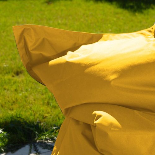 Pouf XXL Intérieur Extérieur Déhoussable En Tissu Jaune 140x180cm