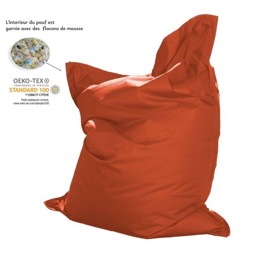 Pouf XXL Intérieur Extérieur Déhoussable En Tissu Terracotta 140x180cm