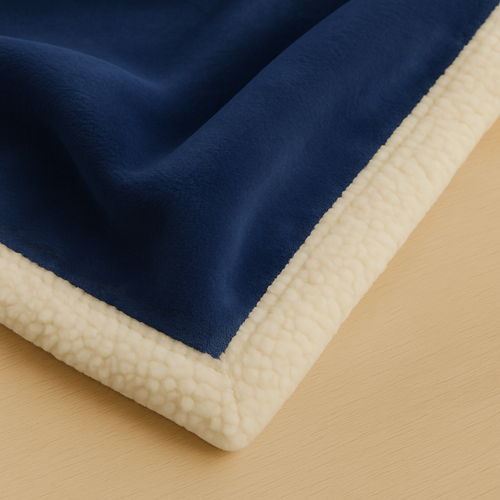 Plaid En Sherpa Flanelle 480 Gsm  150x200 Bleu Marine