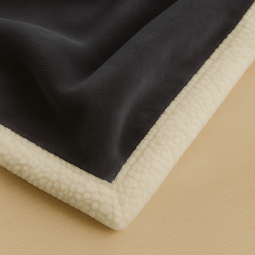 Plaid En Sherpa Flanelle 480 Gsm  150x200 Gris Anthracite