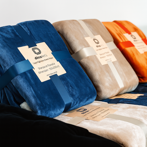 Plaid En Sherpa Flanelle 480 Gsm  200x240 Bleu Marine