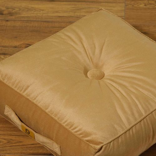 Pouf En Velours 40 X 40 X 14 Cm Ensemble De 2 - Beige