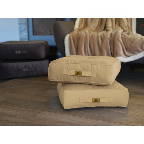 Pouf En Velours 40 X 40 X 14 Cm Ensemble De 2 - Crème