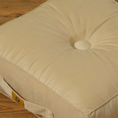 Pouf En Velours 40 X 40 X 14 Cm Ensemble De 2 - Crème