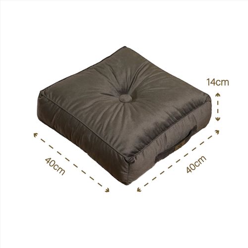 Pouf En Velours 40 X 40 X 14 Cm Ensemble De 2 - Gris Foncé