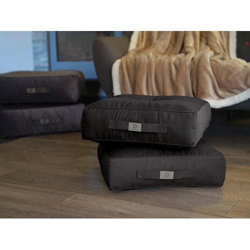 Pouf En Velours 40 X 40 X 14 Cm Ensemble De 2 - Gris Foncé